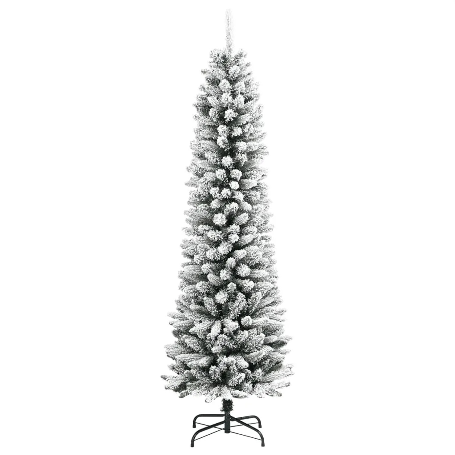 vidaXL Künstlicher Weihnachtsbaum Schlank mit Schnee 210 cm PVC & PE 4019688