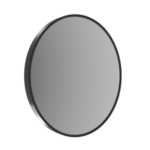 Runder Aquabatos Spiegel, 60 cm, mit mattschwarzem Aluminiumrahmen für Bad und Schlafzimmer.