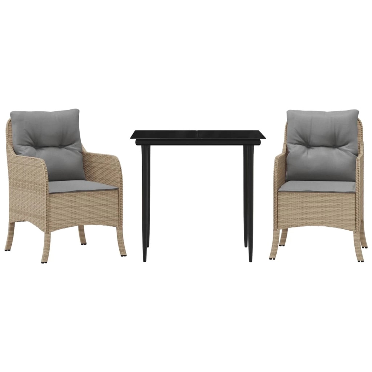 vidaXL 3-Tlg Garten-Essgruppe mit Kissen Beige Poly Rattan 3211976 günstig online kaufen