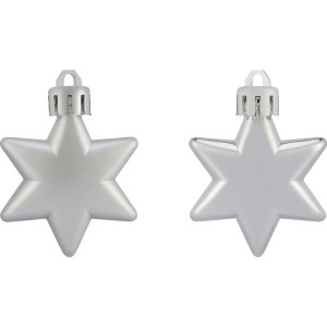 Baumschmuck-Set: 12 silberne Sterne (5 cm) aus Kunststoff für den Weihnachtsbaum.
