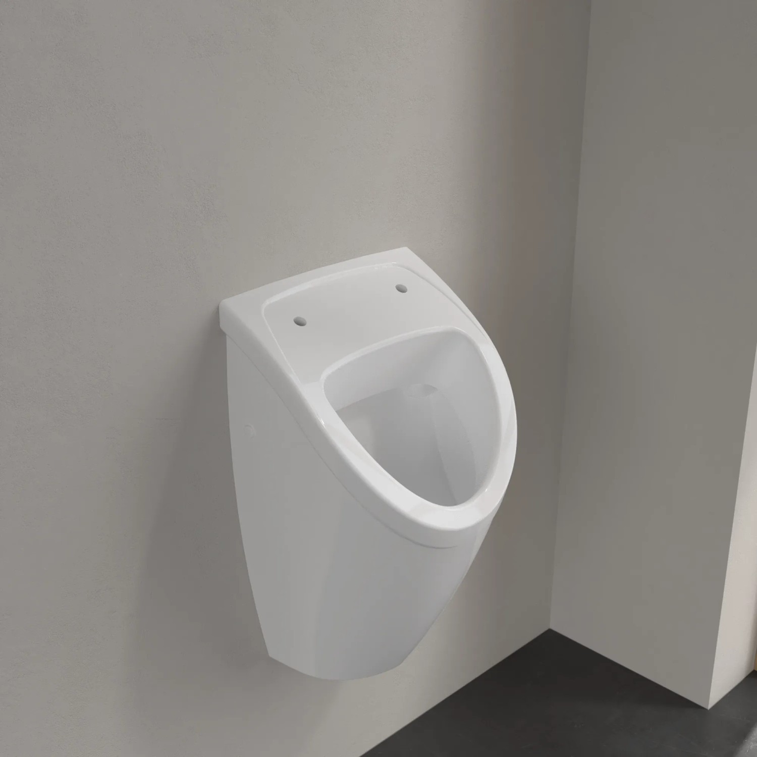 Weißes Villeroy & Boch O.NOVO Absaug Urinal aus Keramik, wandmontiert. Modernes Design für Bad & Gäste-WC.