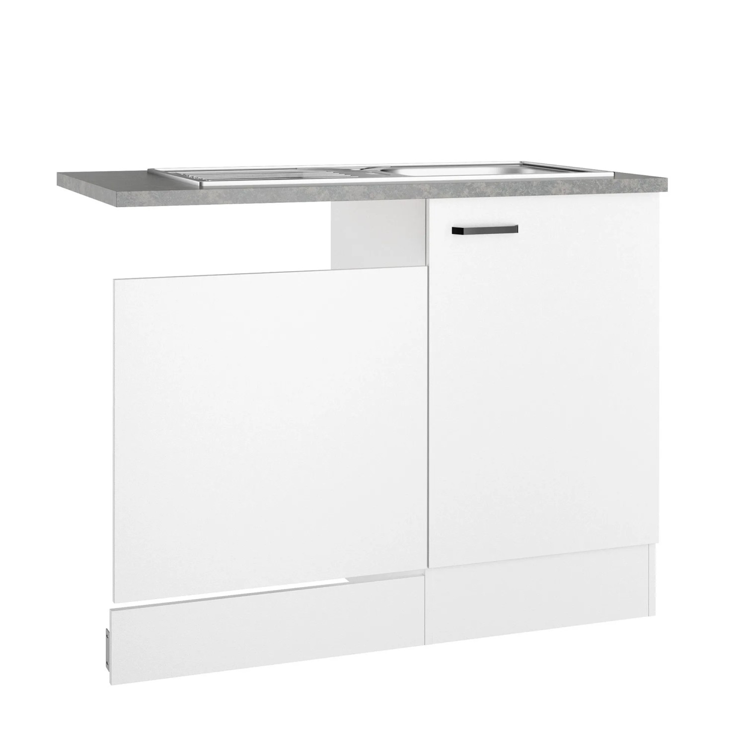 OPTIFIT Spülenunterschrank Bonn214, 110cm, weiß, mit Spüle und Geschirrspülerblende.
