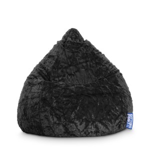 Schwarzer Sitting Point Sitzsack Fluffy, 120 l, aus Plüschstoff. Bequemer Sessel für Kinderzimmer.
