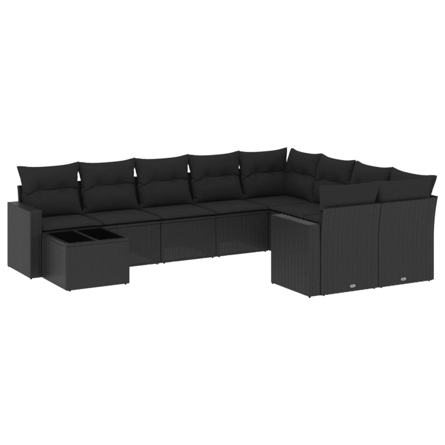 vidaXL 10-Tlg Garten-Sofagarnitur mit Kissen Schwarz Poly Rattan 3219445 günstig online kaufen