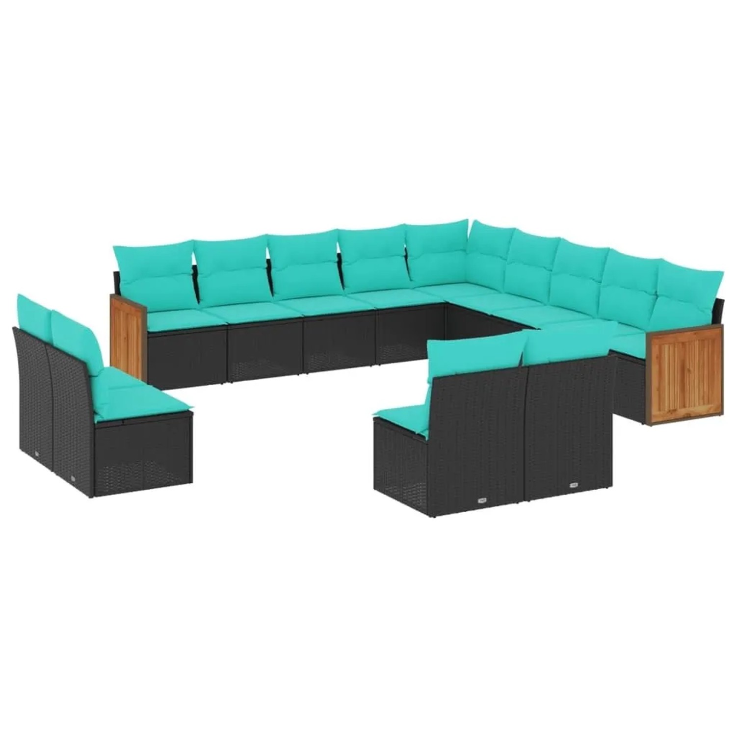 vidaXL 13-Tlg Gartensofa-Set mit Kissen Schwarz Polyrattan 3228164 günstig online kaufen