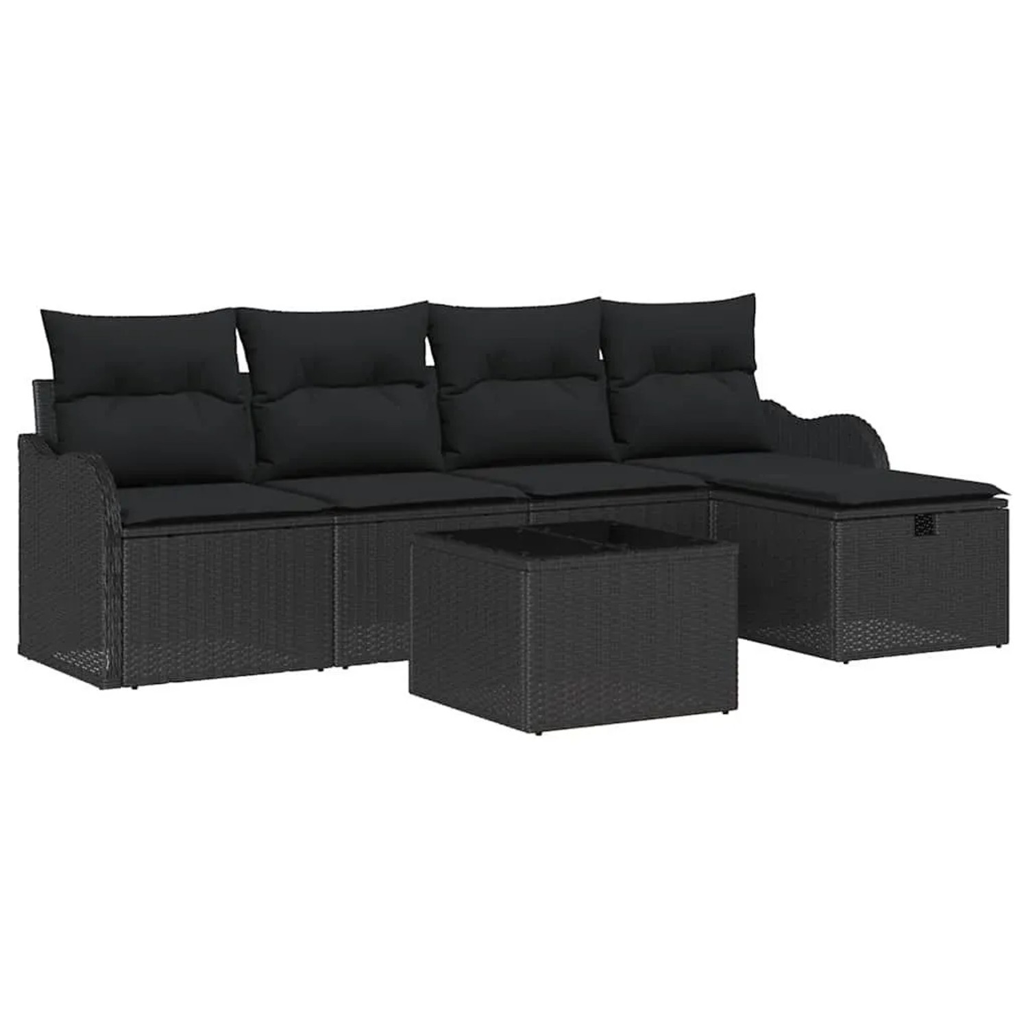 vidaXL Gartensofa-Set mit Kissen 6 Stk Schwarz Poly-Rattan 3358972 günstig online kaufen