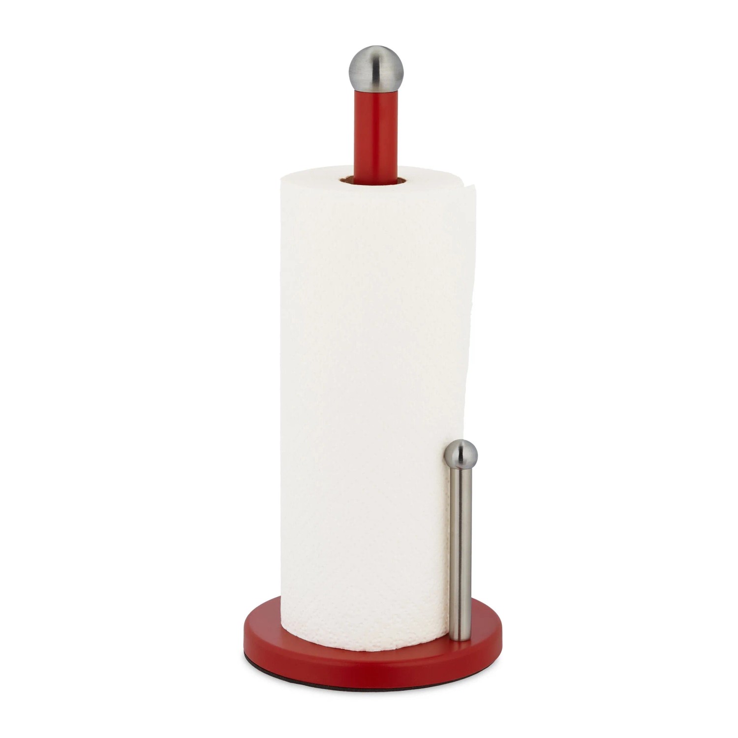 Relaxdays Küchenrollenhalter Edelstahl Rot Abrollstop 35 cm x 15 cm 570 g
