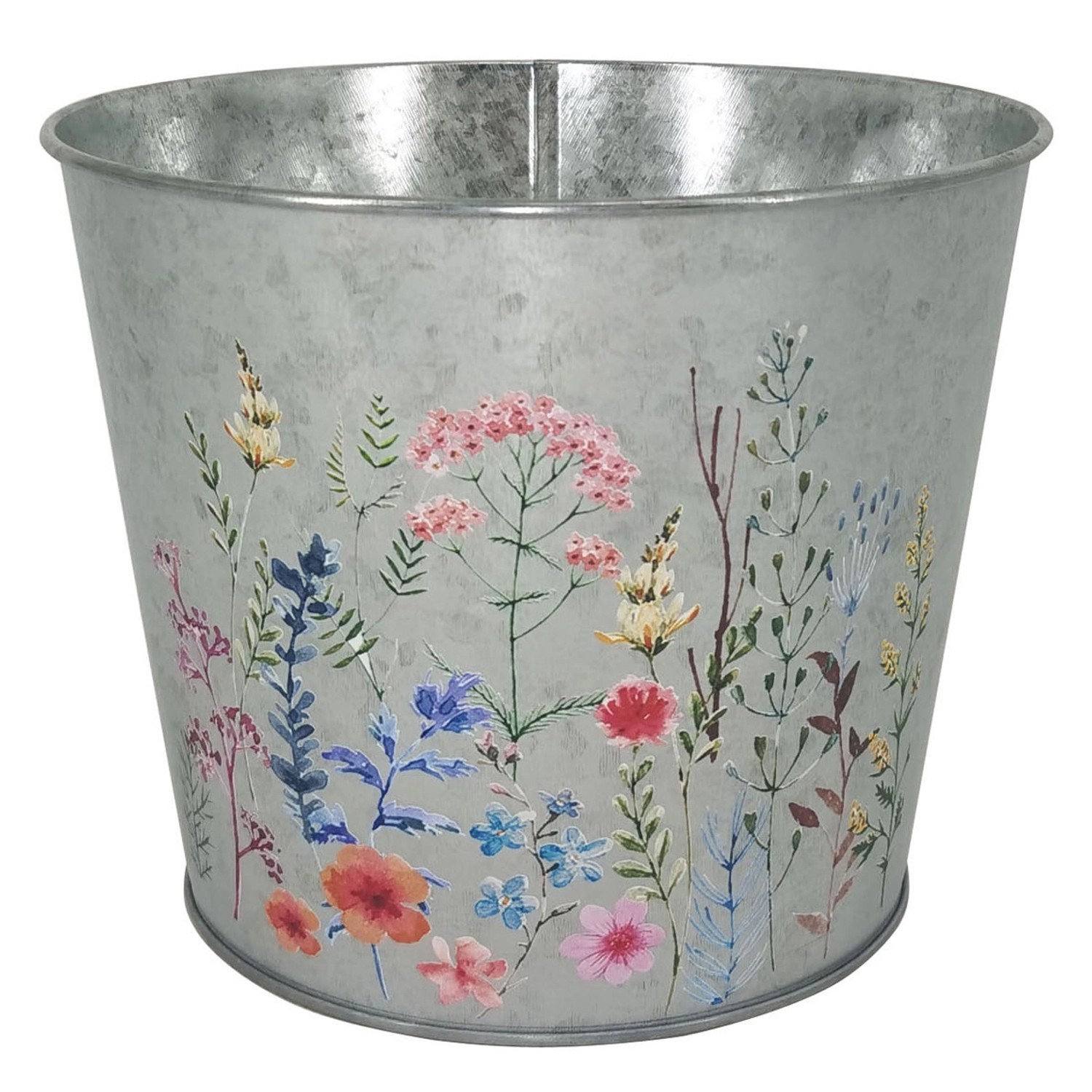 A.H.G.Übertopf Metall Verzinkt Rund Blumenaufdruck Ø 19,5 cm x 15,5 cm Silb günstig online kaufen