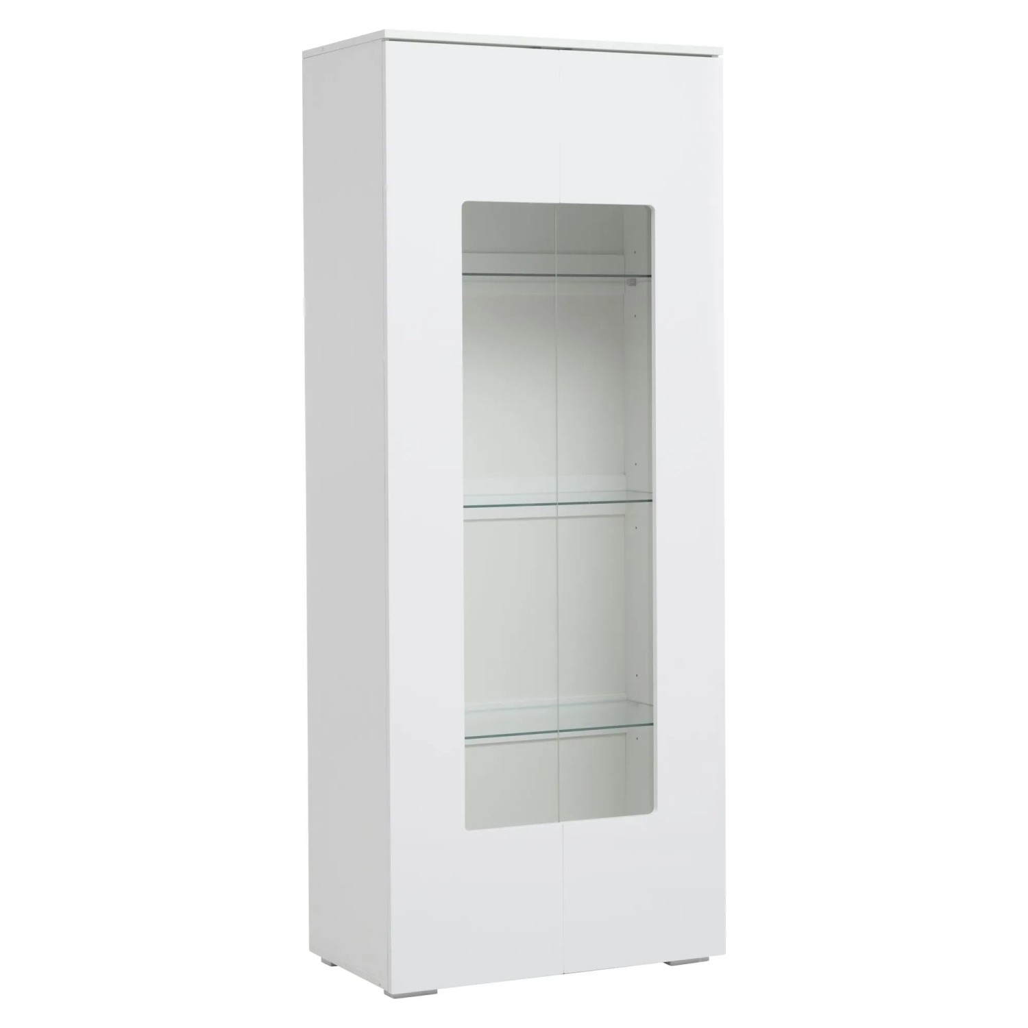 ModernLuxe Vitrine mit 2 Acryltüren Led Beleuchtung MDF Hartglas Weiß