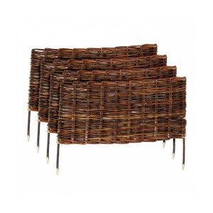 Relaxdays Beeteinfassung 4er Set Weide Braun Steckbar 30 cm x 60 cm