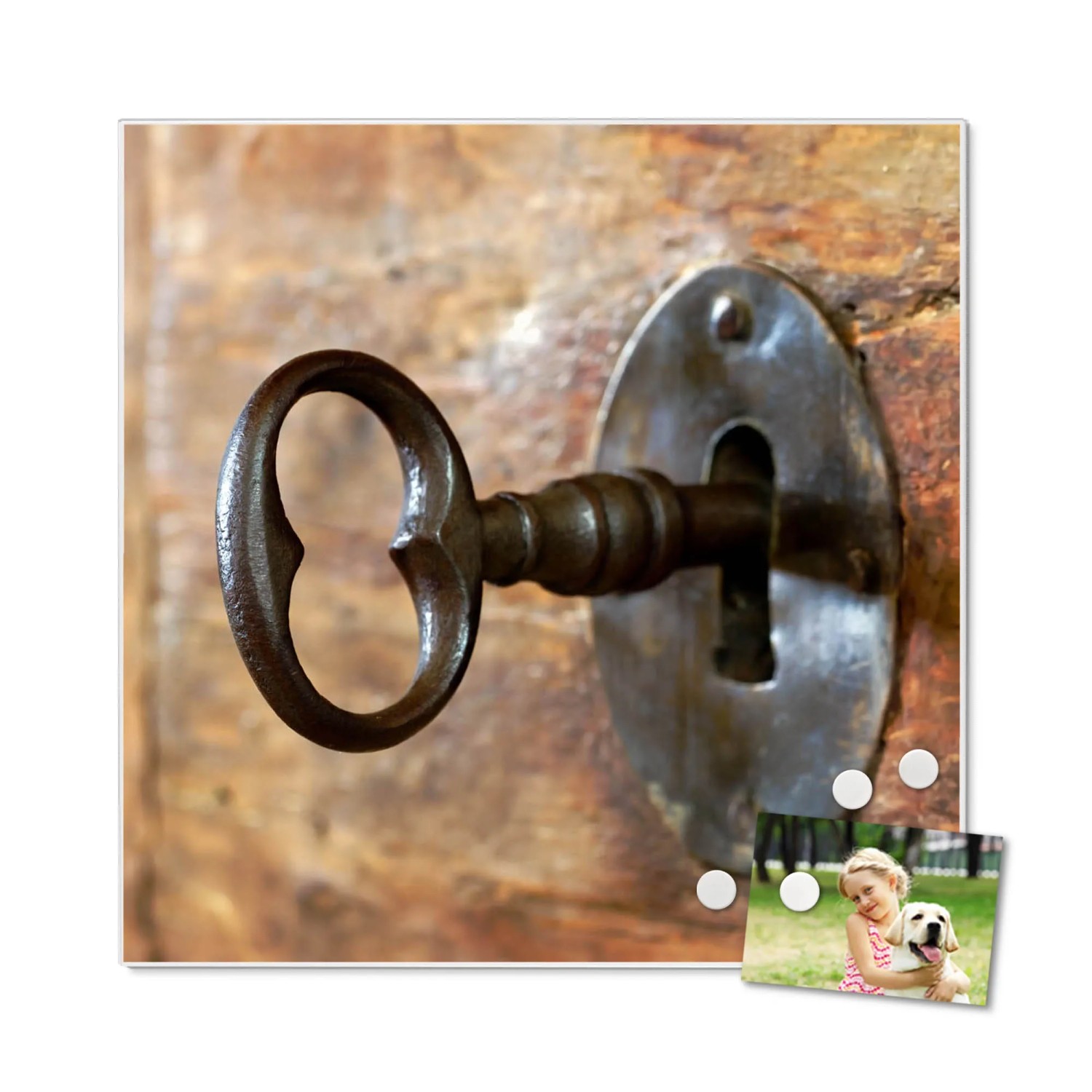 Banjado Glas-Magnettafel 50x50cm – Mit Motiv ‚Pause‘, Beschreibbar & Magnetisch, Inkl. 4 Magneten