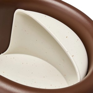 Detailaufnahme: Elho Vogelfutterhaus Organic, 25 cm, braun-weiß. Vogelhaus mit Futterbereich.