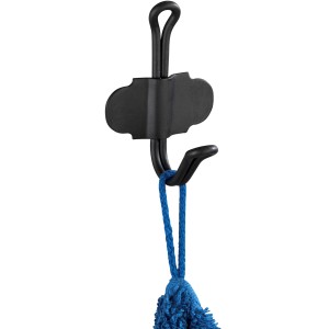 Schwarzer Wenko Wandhaken Nostalgie aus Stahl mit blauem Tuch.