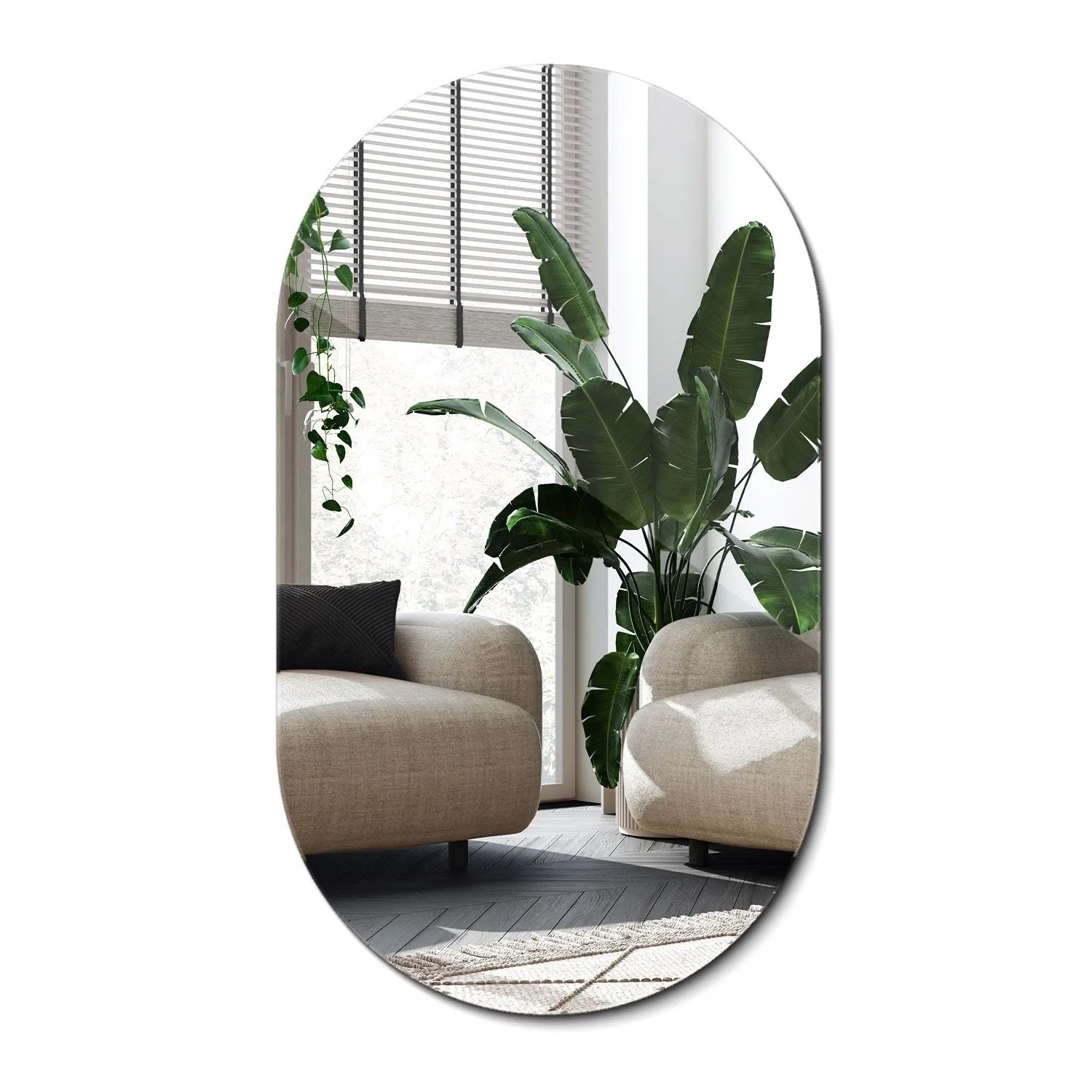 Wallfluent Spiegel Oval 40x70 Cm Spiegel Oval Modern Ovaler Spiegel Oval Ohne Rahmen