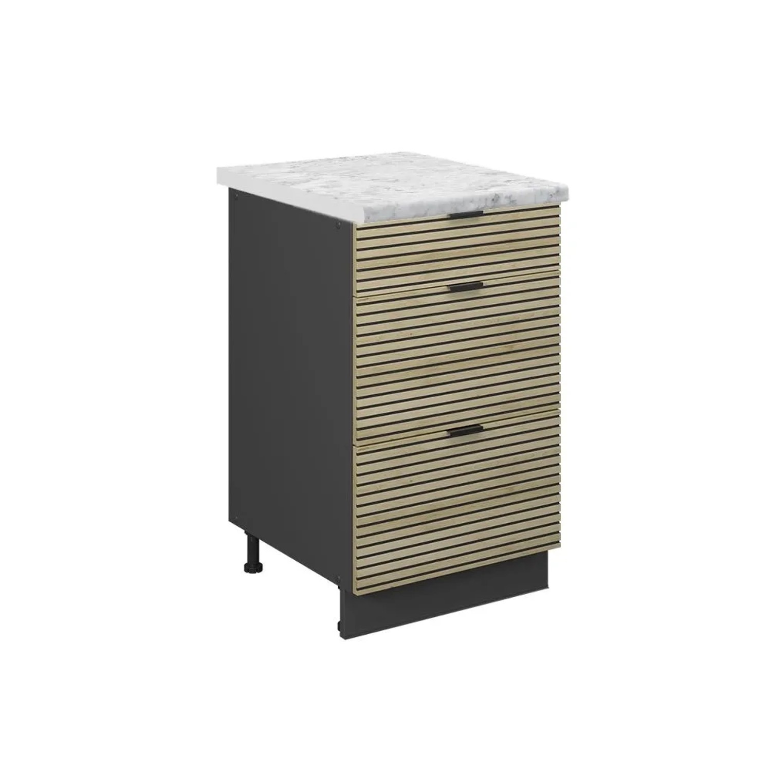 Vicco Küchenunterschrank Fame-Line Eiche Paneel/Anthrazit 50 x 82, AP Marmor