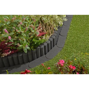 Anthrazit Mähkante Mini aus Beton für Rasen- und Beetbegrenzung im Garten.