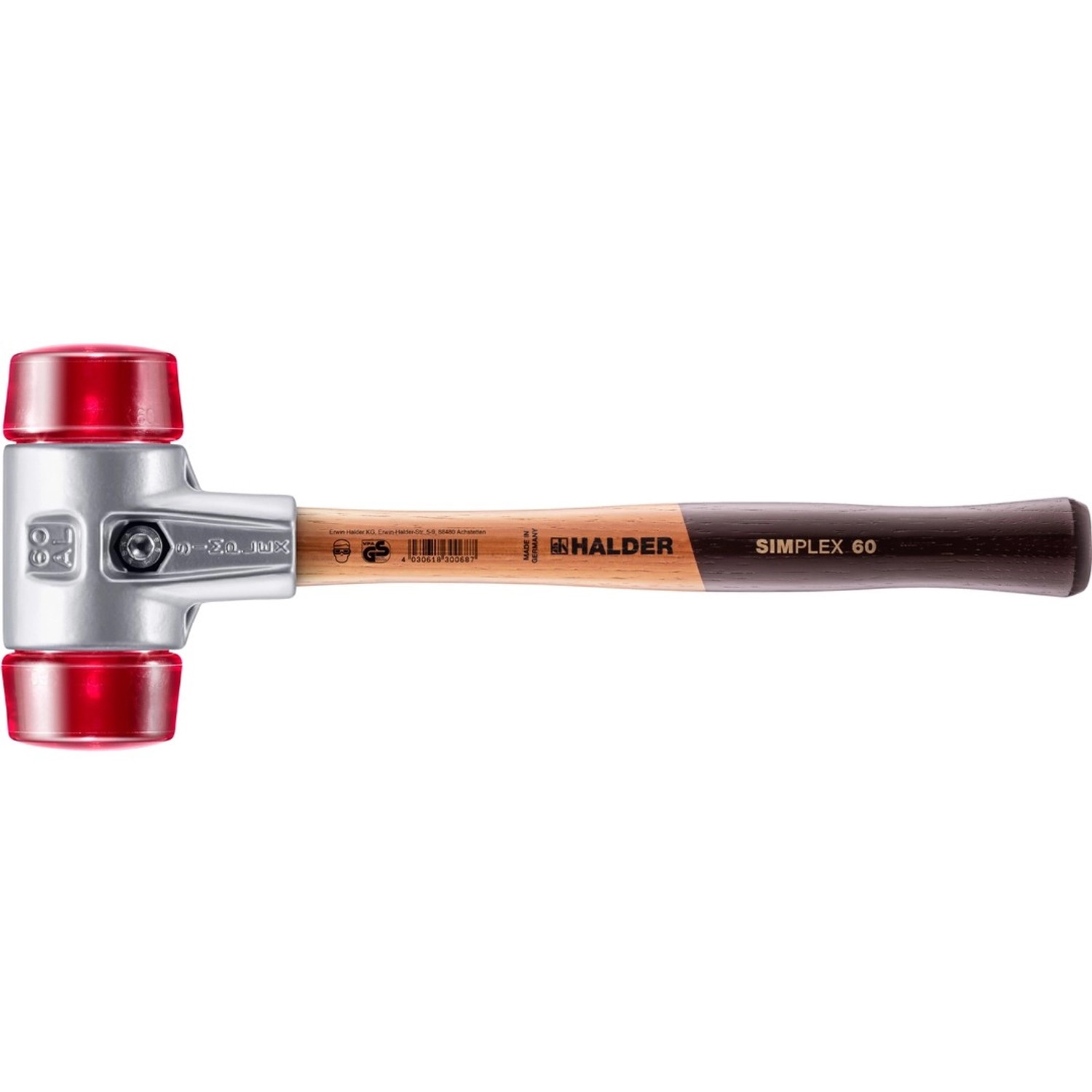 Halder Simplex Schonhammer Ø 60 mm Plastik Rot mit Aluminiumgehäuse günstig online kaufen