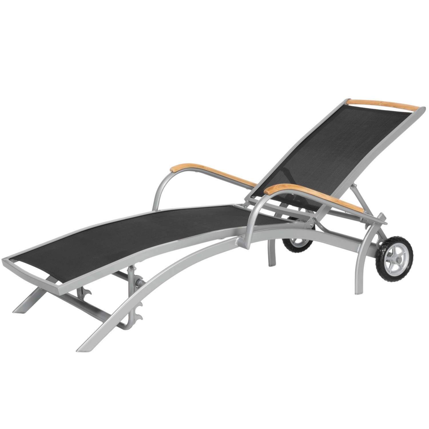 ib style Gartenliege Diplomat  Aluminium Textilen Teakholz Armlehnen mit Ro günstig online kaufen