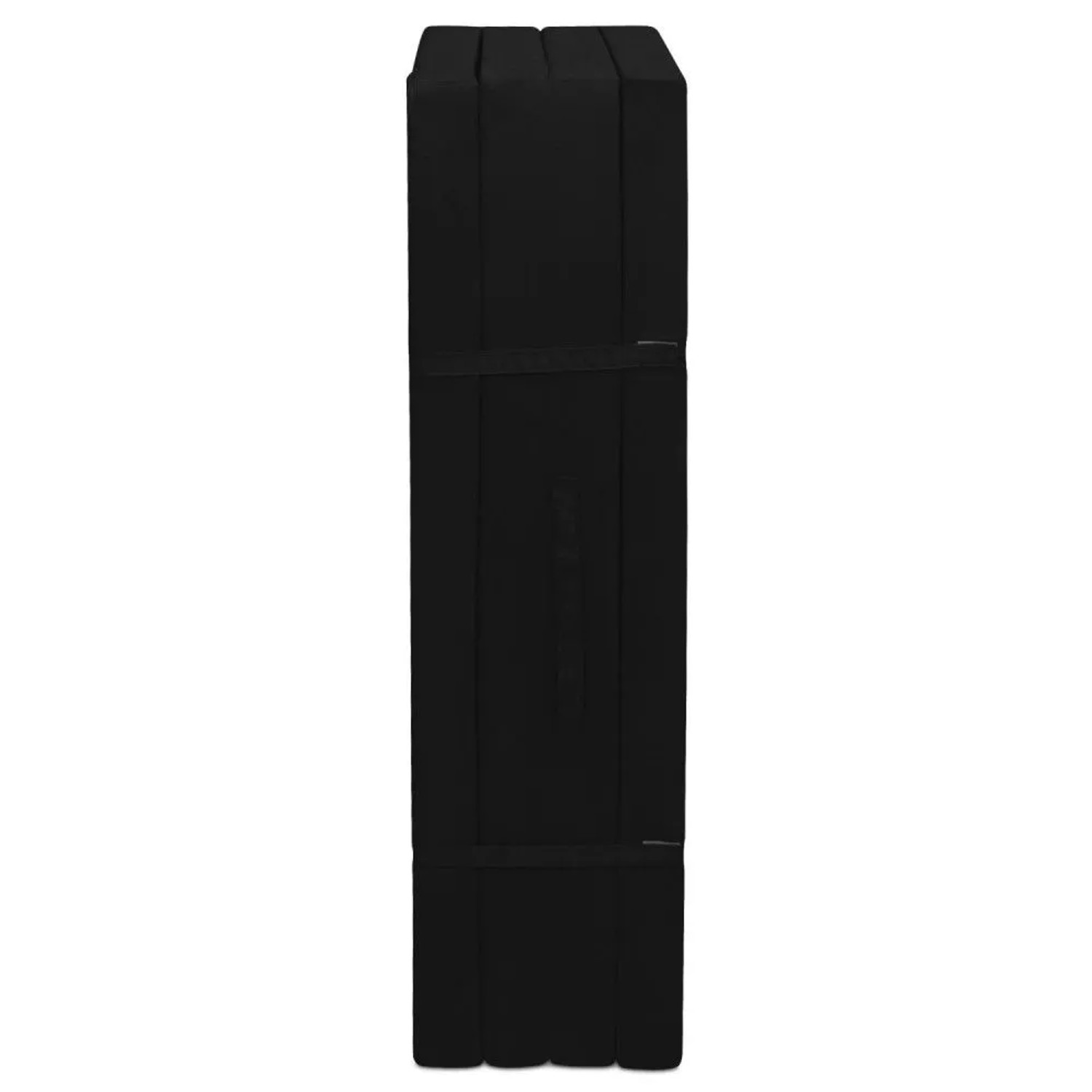 Beautissu Comfort Klappmatratze 195x120x7cm, schwarz, zusammengeklappt und mit Bändern fixiert.