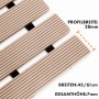 Detailaufnahme der beigen KARAT Fußmatte mit Drainagefunktion, Profilbreite 28mm.