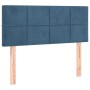 Dunkelblaues vidaXL Boxspringbett Kopfteil aus Samt, 90x200 cm. Bett mit gestepptem Kopfteil und Holzfüßen.