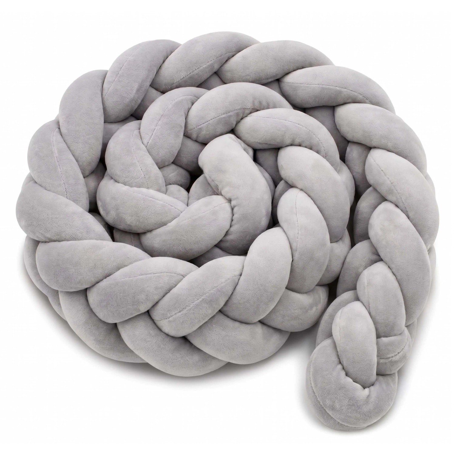 Relaxdays Bettschlange Polyester Grau Geflochten 220 cm x ø 12 cm 1 kg