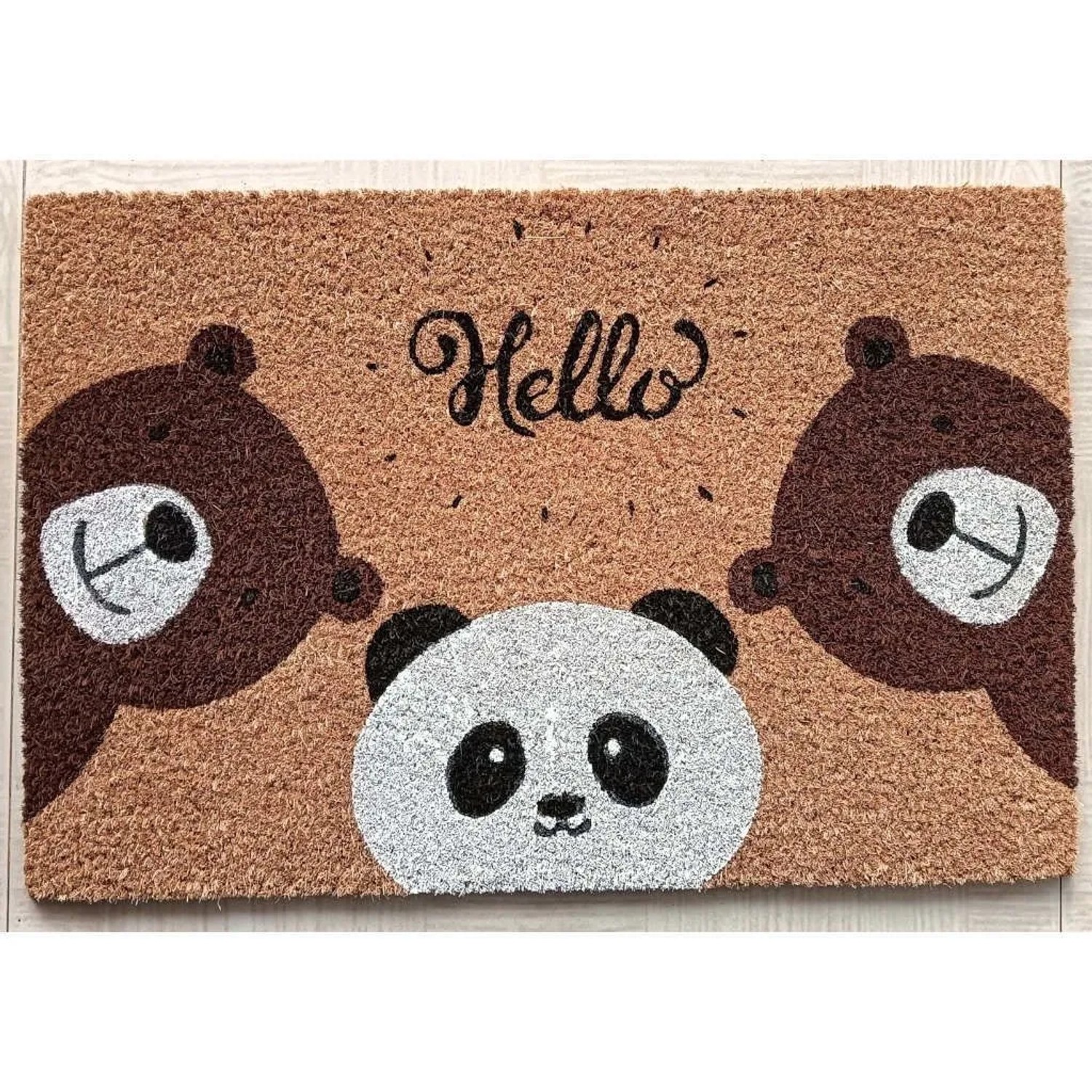 HPFloor Kokosmatte Fußmatte Fußabtreter Schmutzfangmatte Türmatte Fußabstreifer Natur mit Aufdruck Hello