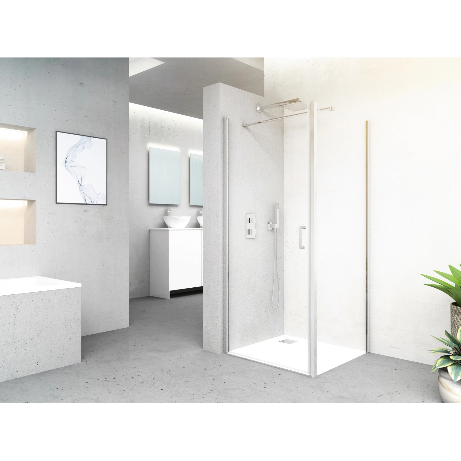 baliv Dusch-Schwingtür DUK-90.60T, 90x195 cm, Chrom, für Eck-, U-Form- und Nischeneinbau.