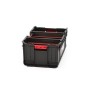 Schwarzer PROREGAL QBRICK Werkzeugkasten One mit rotem Griff, 52 Liter Volumen.