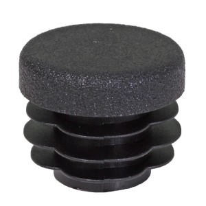 Schwarzer Verschlussstopfen Ø 20 mm für Rundrohre mit Lamellen.