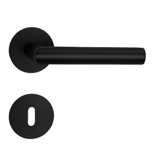 SOTECH Türdrückergarnitur THORE Edelstahl SS304 Flachrosetten Magnetische Cliptechnik Buntbart BB Schwarz Galvanisiert mit Befestigungsmaterial