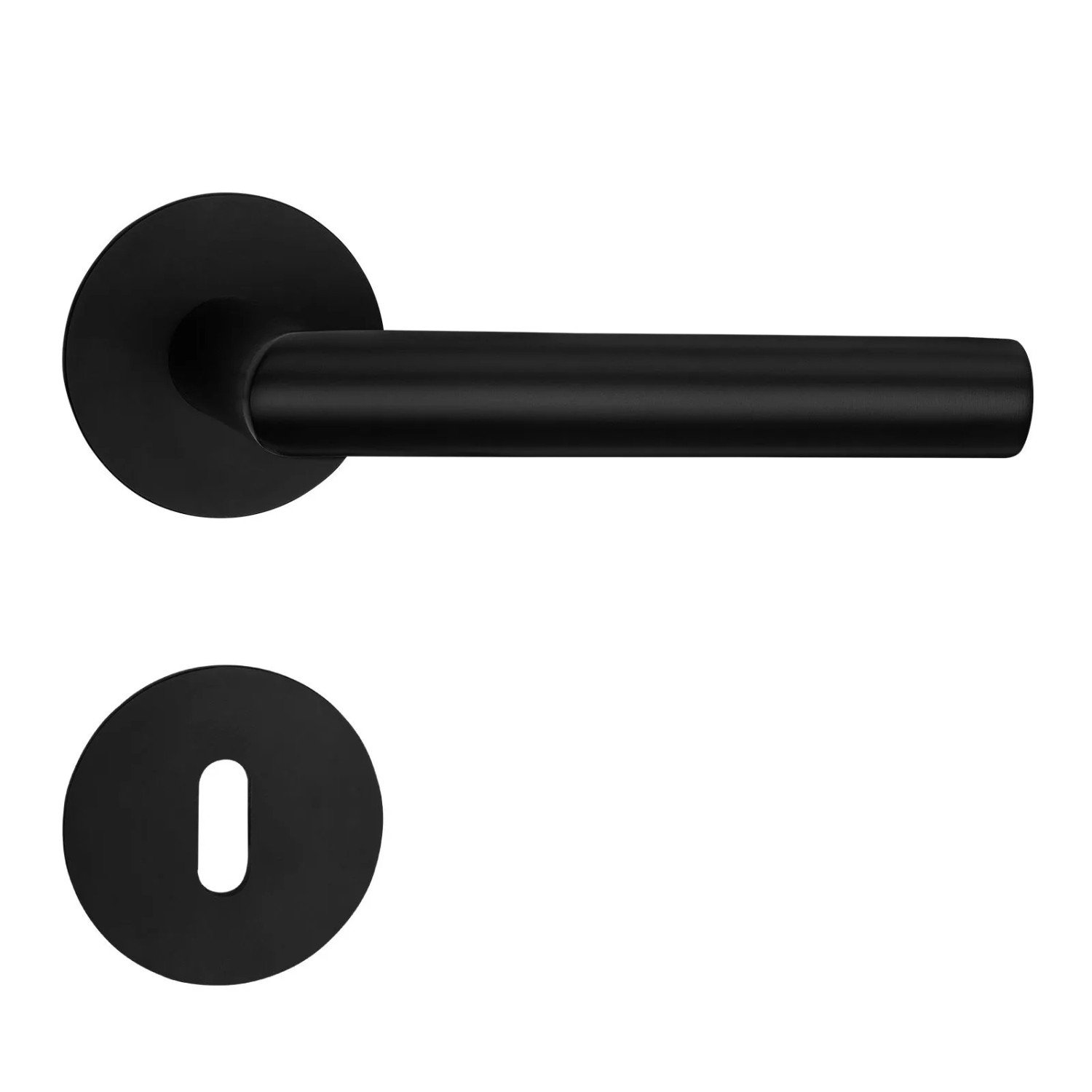 SOTECH Türdrückergarnitur THORE Edelstahl SS304 Flachrosetten Magnetische Cliptechnik Buntbart BB Schwarz Galvanisiert mit Befestigungsmaterial