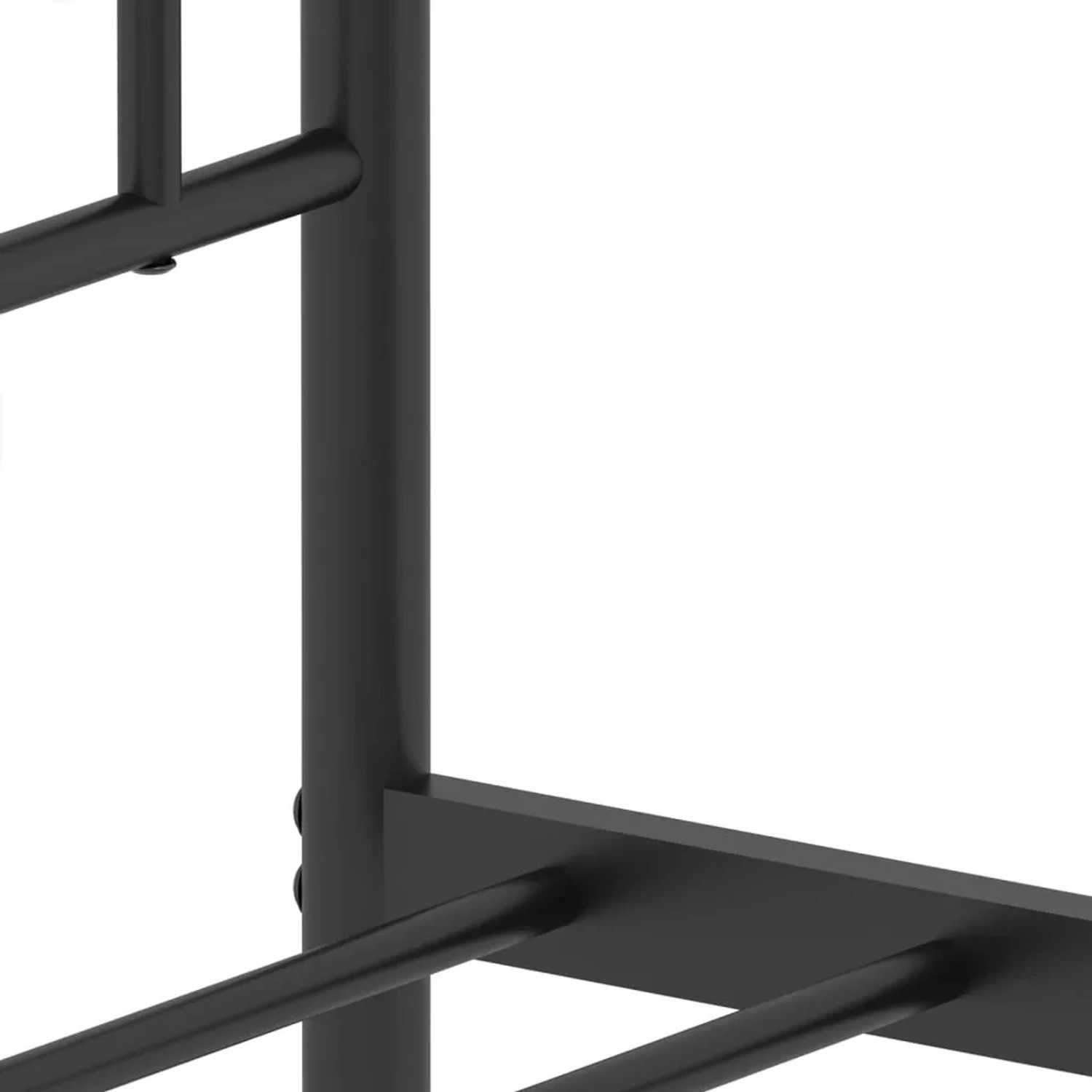Detailaufnahme: Schwarzes Metall Bettgestell 80x200 cm mit Lattenrost.