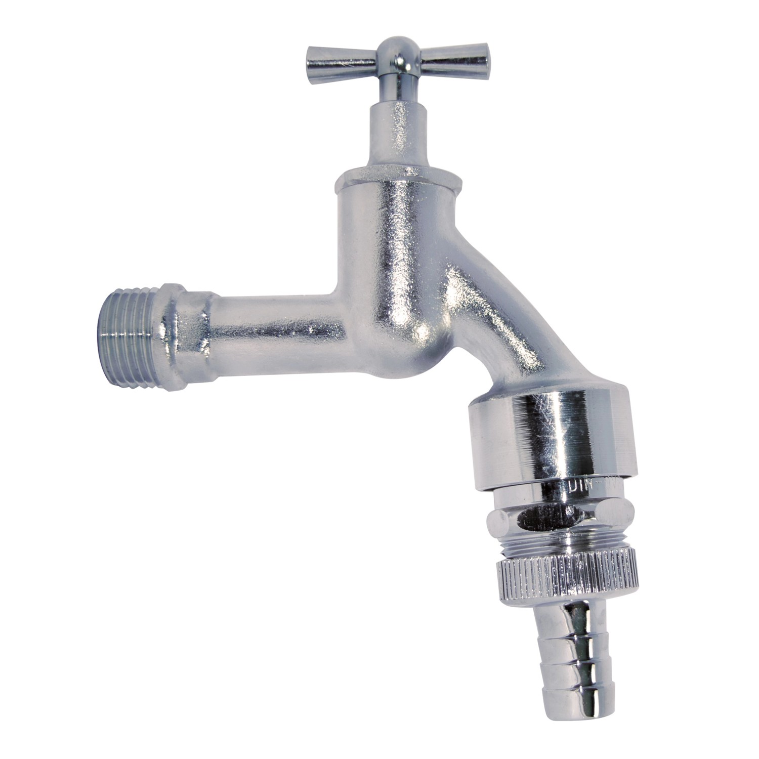 Kirchhoff Auslaufventil Knebelgriff 21 mm (1/2 ZollAG) x 26,4 mm(3/4 ZollAG) x 1/2 Zoll Matt