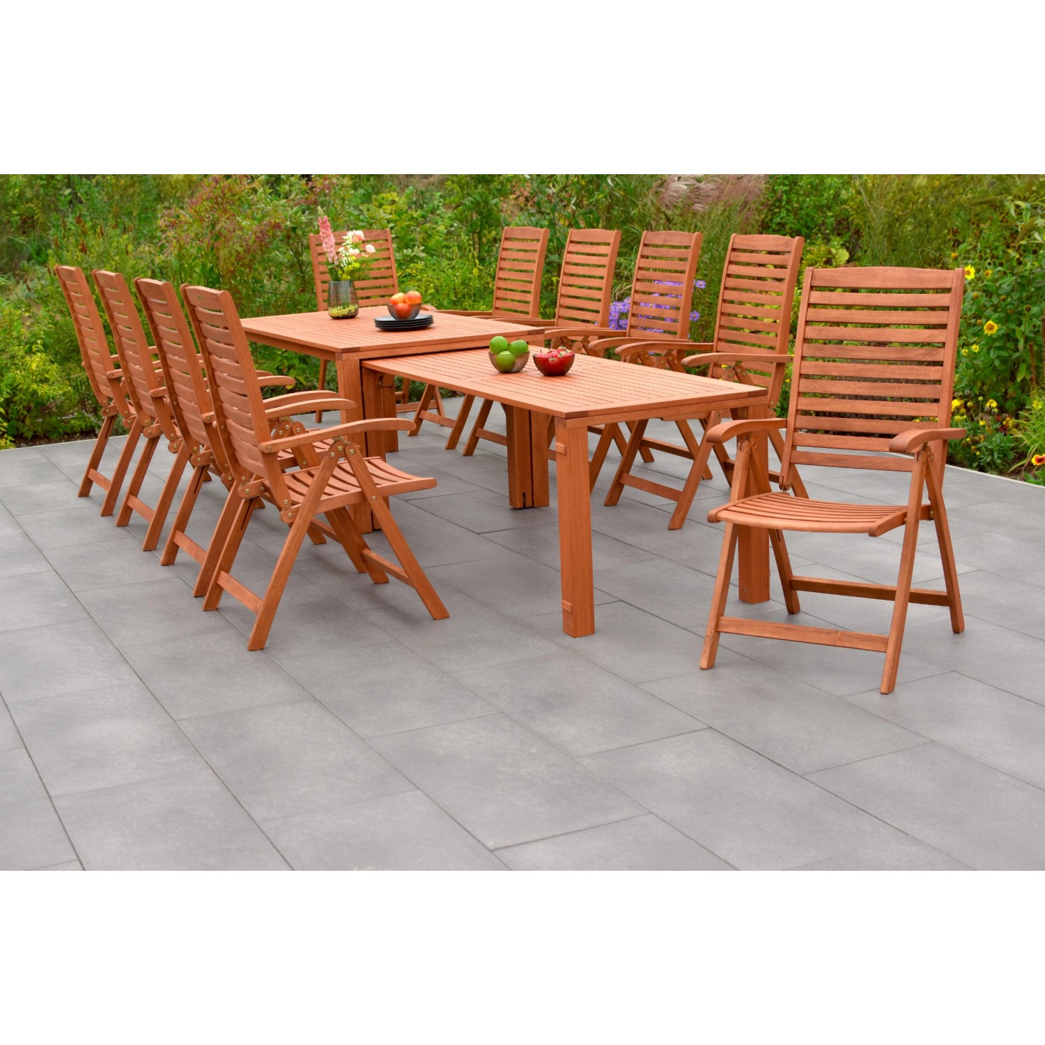 Merxx La Plata Set 11-tlg. 10 Klappsessel Flex-Gartentisch Ausziehbar günstig online kaufen