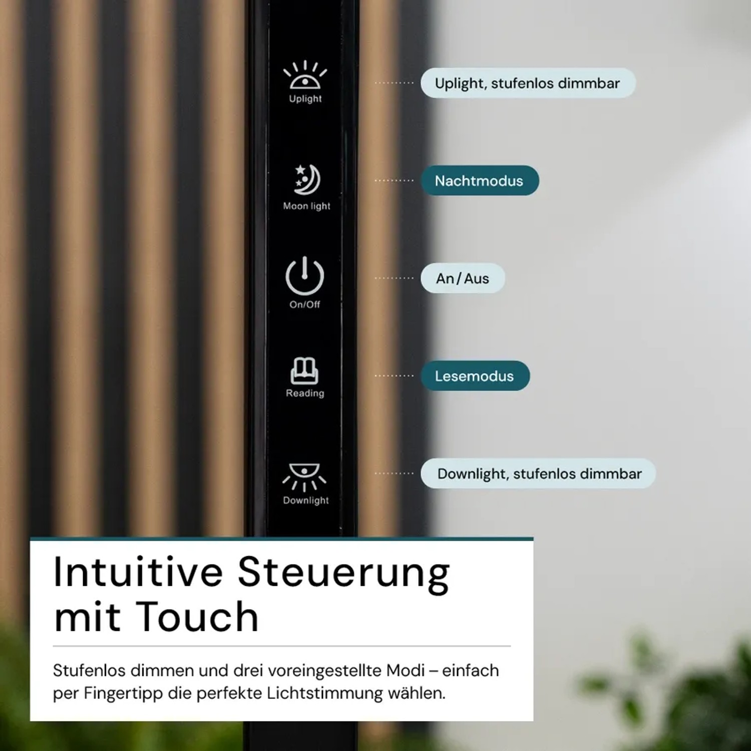LUXULA LED Stehleuchte 100W 7000lm Bürostehleuchte Up- Downlight Augenschonend UGR16 CRI98 4000K Neutralweiß Dimmbar Stehlampe Schwarz_6