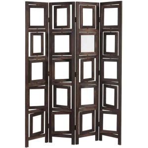Brauner MCW Paravent Bildgalerie II mit 4 Paneelen und Fotorahmen aus Holz.