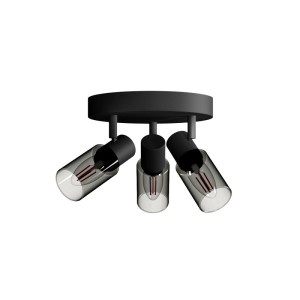 Philips Spot Palms Deckenstrahler, 3-flammig, rund, schwarz mit Rauchglas. E14 Spots für flexible Beleuchtung.