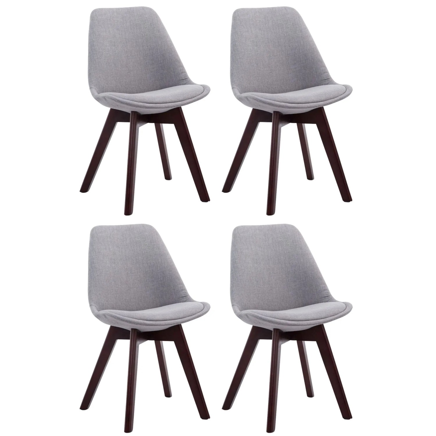 CLP 4er Set Besucherstühle Borneo V2 Stoff Grau/Walnuss