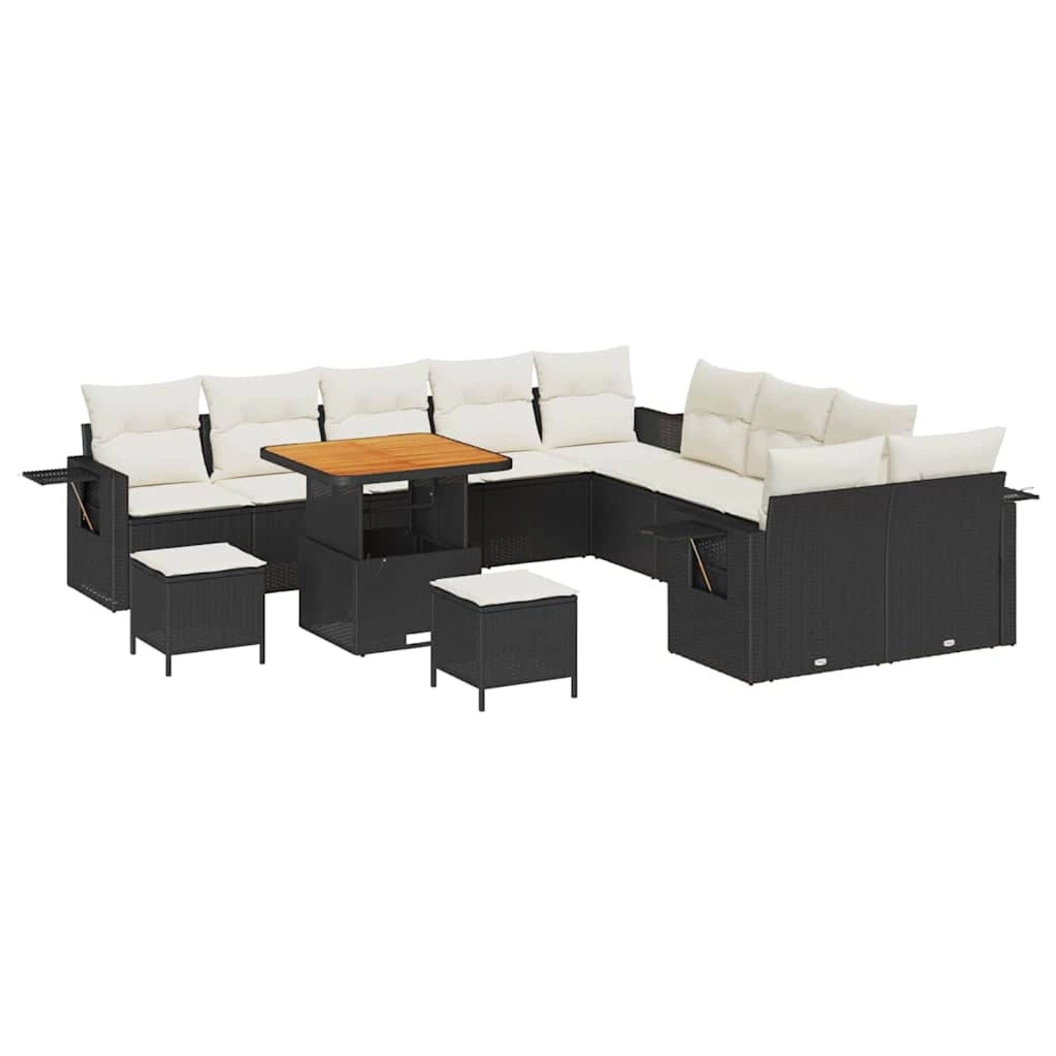 vidaXL Garten-Sofa-Set 13-Tlg Schwarz Poly Rattan 3361800 günstig online kaufen
