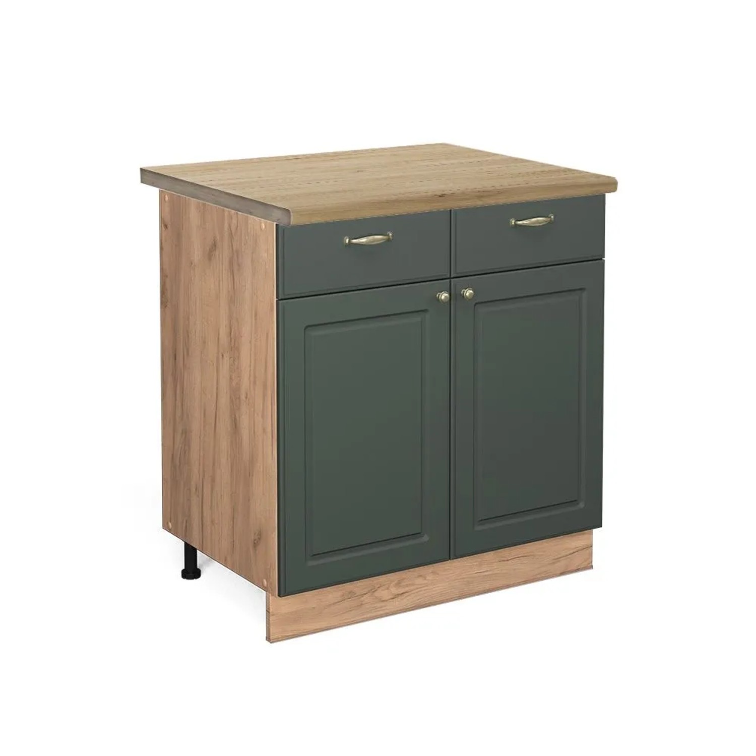 Vicco Küchenunterschrank Fame-Line Grün-Gold Landhaus Goldkraft Eiche 80 cm AP Eiche