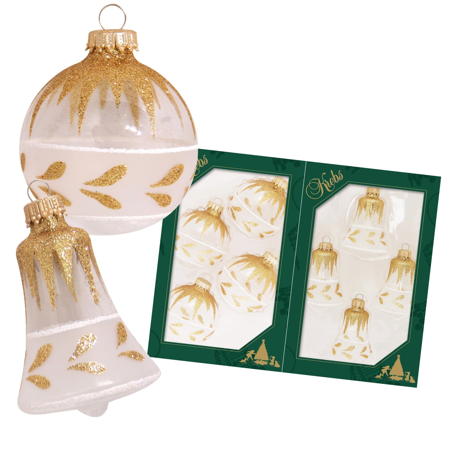 Krebs Glas Lauscha Weihnachtskugeln und -Glocken 8-tlg. 8cm