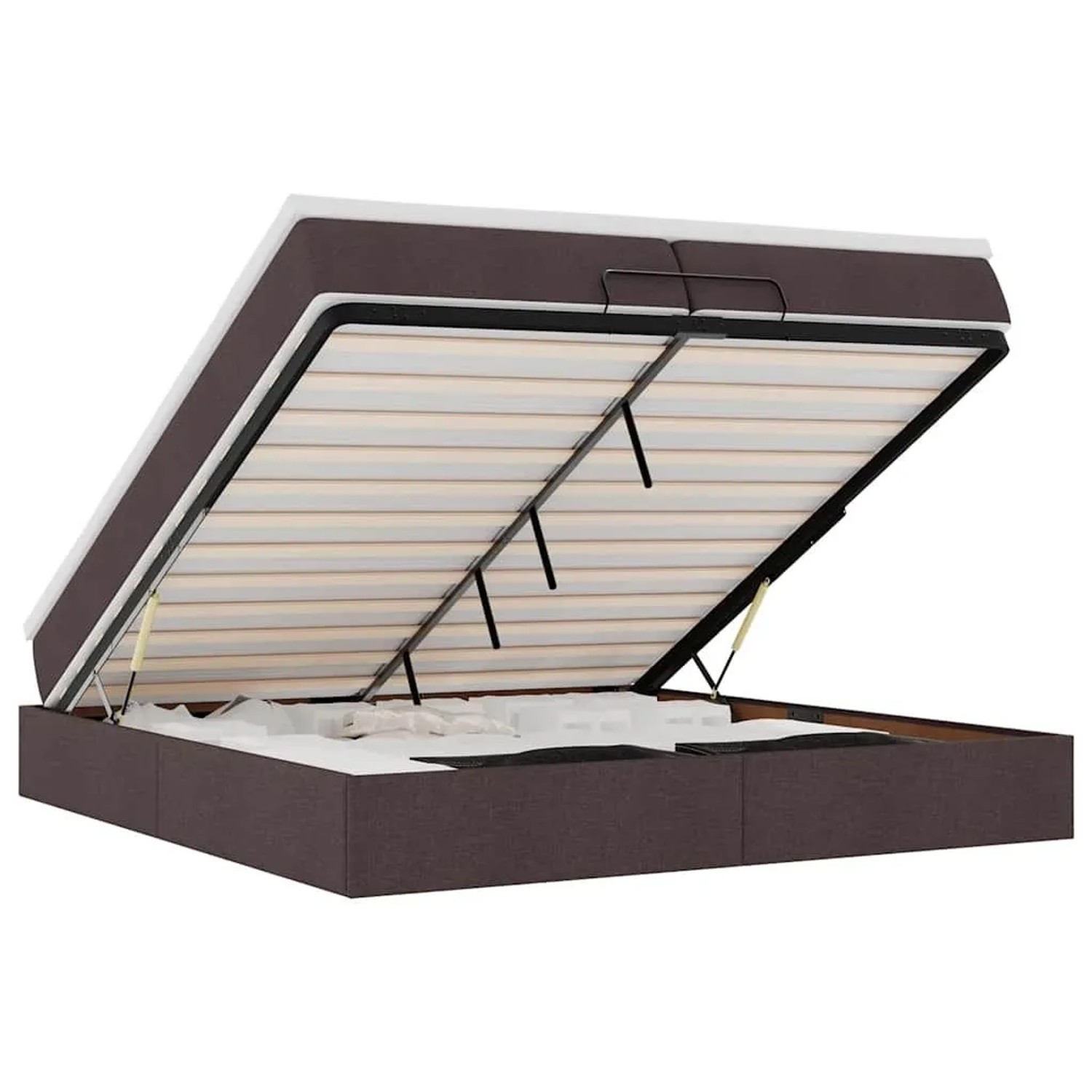 vidaXL Ottoman-Bett mit Matratzen Dunkelbraun 200x200 cm Stoff 3311137
