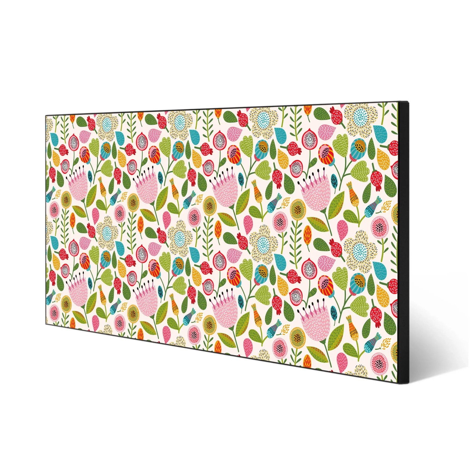 Banjado Magnettafel 78x37cm, Motiv Blumen Naiv. Magnetwand aus Metall, inkl. 4 Magnete.