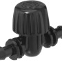Schwarzes Geka Drip Set Regulierventil für Micro-Drip Bewässerungssysteme.