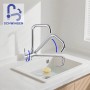 AICA Wasserhahn Doppelfunktion 360° Drehbare Kippbare Chrom Küchenarmatur Wasser mit 304 Edelstahl und Keramikventil Mischbatterie_3