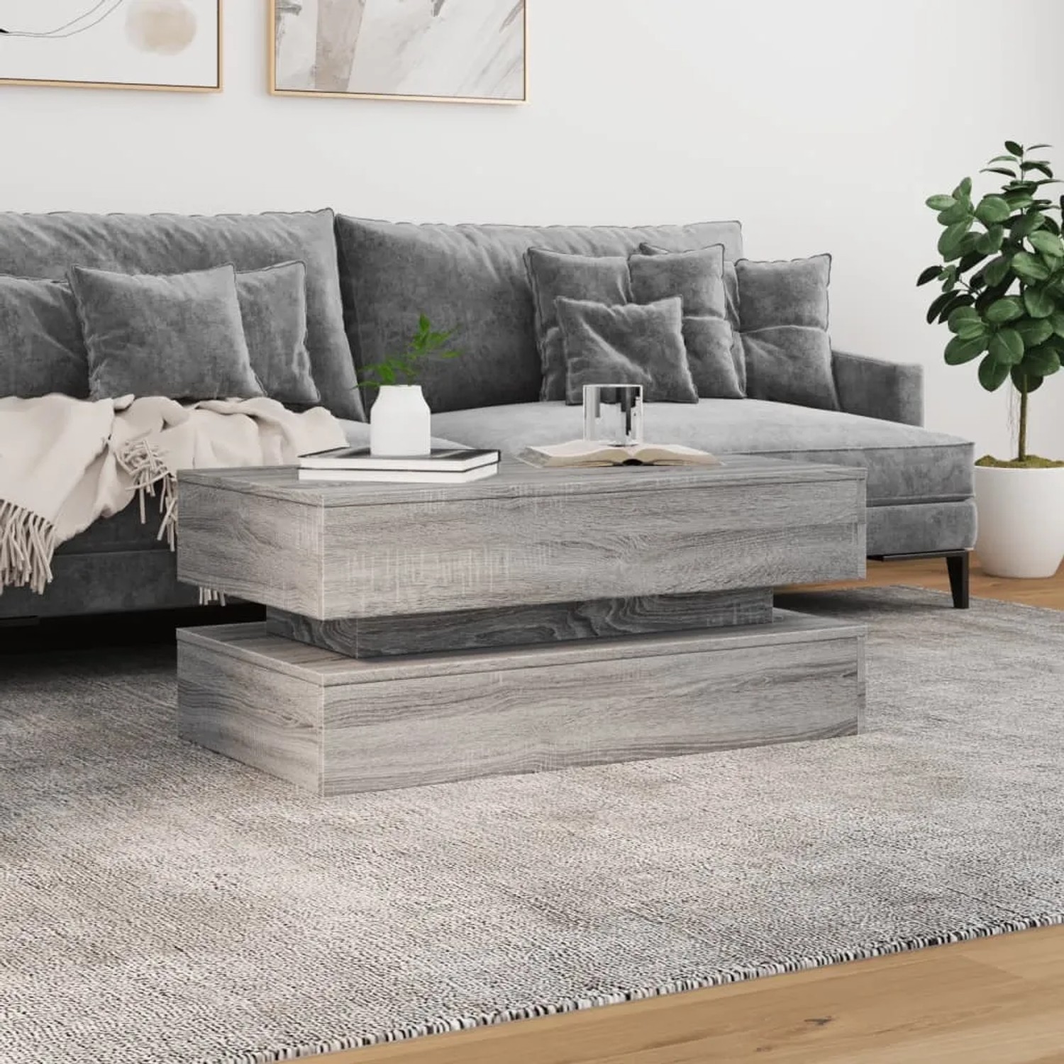 vidaXL Couchtisch mit LED Grau Sonoma 90 x 50 x 40 cm kaufen bei OBI