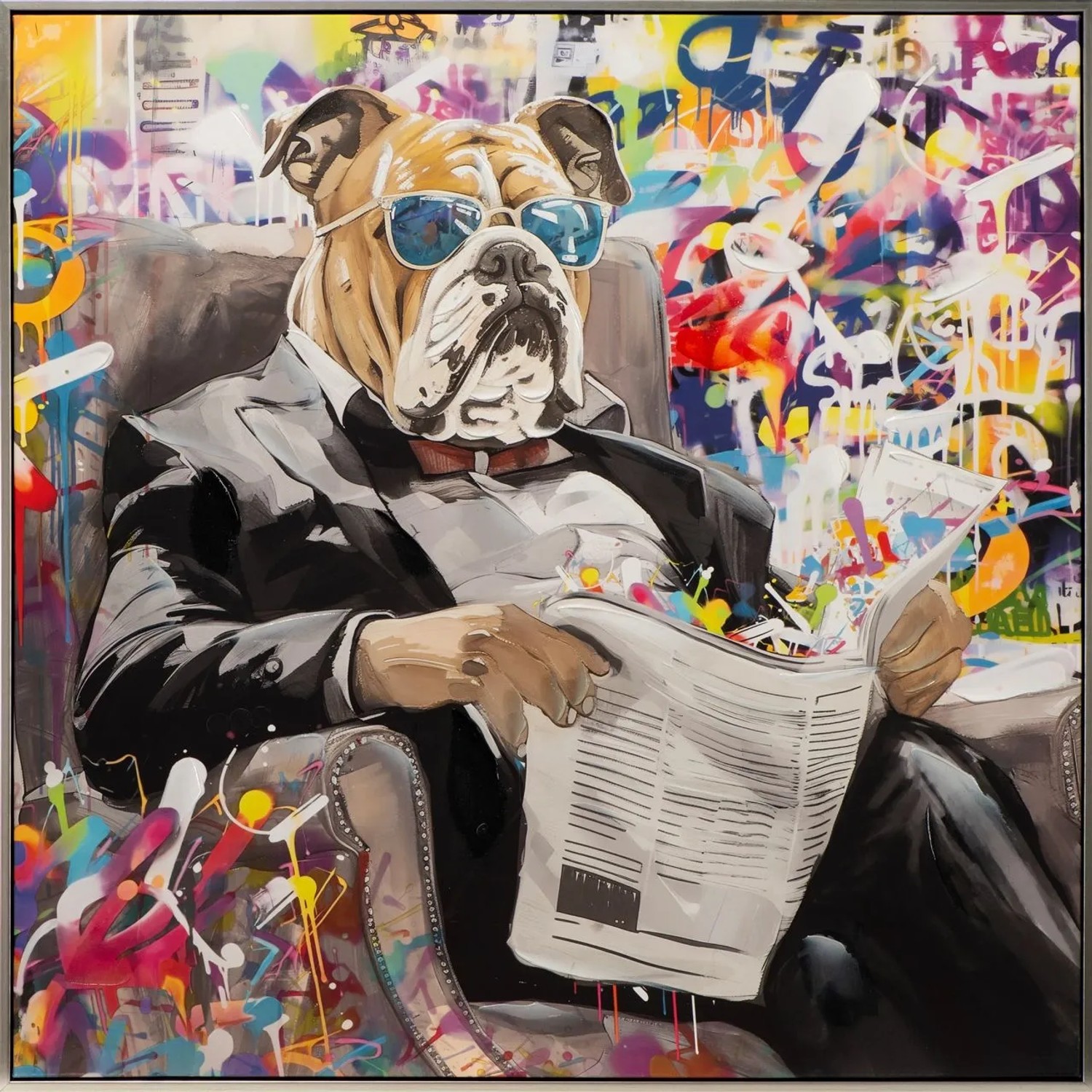 Art Universe Leinwandbild Cool Bulldog 80 x 80 cm