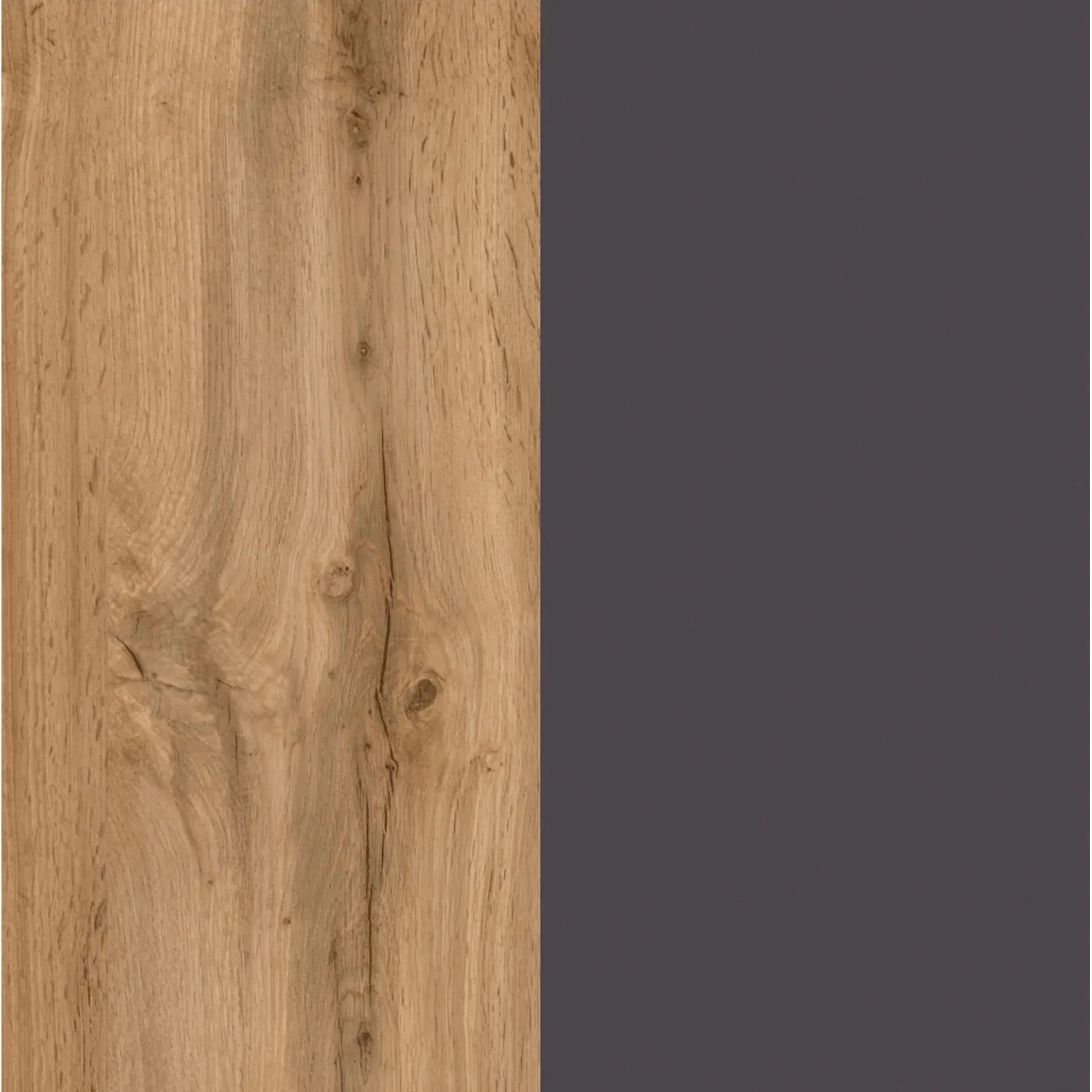 Held Möbel Küchenzeile Turin, 240 cm, Wotaneiche und Graphit, Detailansicht der Fronten.