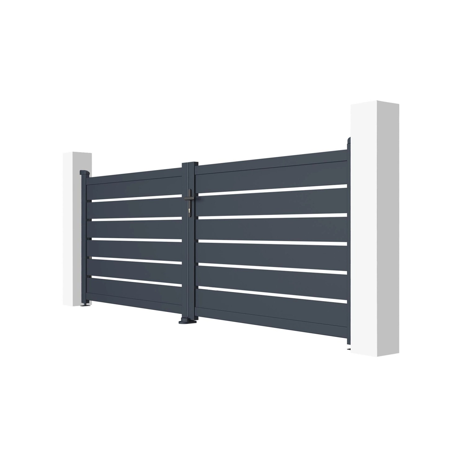 Elektrisches Flügeltor Vogel 3,5m mit Drehtorantrieb Ranger B150, graues Aluminium.